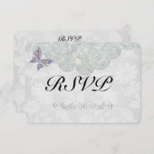 Mariage de papillon et dentelle RSVP Matte 3,5 po  (Devant / Derrière)