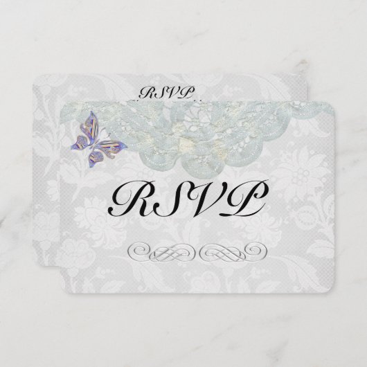 Mariage de papillon et dentelle RSVP Matte 3,5 po  (Devant / Derrière)