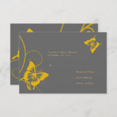 Mariage de papillon gris et jaune RSVP (Devant / Derrière)
