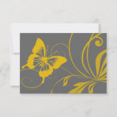 Mariage de papillon gris et jaune RSVP (Dos)