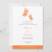Mariage de papillons orange simple Faire-part 2 (Dos)