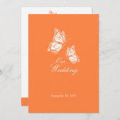 Mariage de papillons orange simple Faire-part 2 (Devant / Derrière)