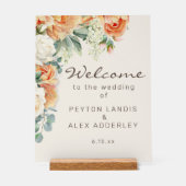 Mariage de pêche blanc floral Eucalyptus Bienvenue (Recto)