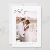 Mariage de photo Script Sage Green Carte de remerc (Devant)