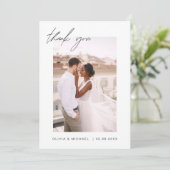 Mariage de photo Script Sage Green Carte de remerc (Debout devant)