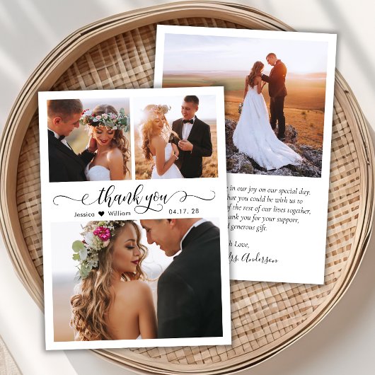 Mariage de photos de coeur de script moderne Carte