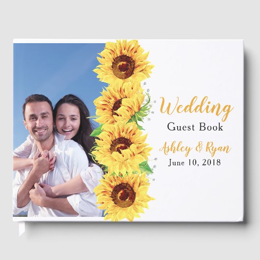 Mariage de photos de tournesol jaune Livre d'invit (Recto)