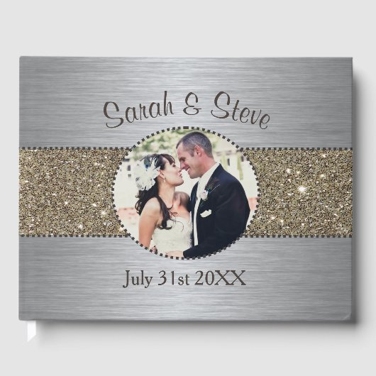 Mariage de photos Silver and Gold Sparkle Livre d' (Recto)