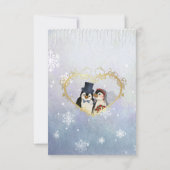 Mariage de pingouin avec flocons de neige - RSVP (Dos)