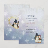 Mariage de pingouin avec flocons de neige - RSVP (Devant / Derrière)
