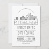 Mariage de Pittsburgh | Invitation Skyline stylisé (Devant)