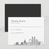 Mariage de Pittsburgh | Stylisé Skyline RSVP (Devant / Derrière)