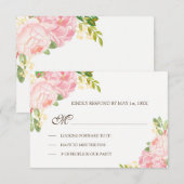 Mariage de pivoines roses romantiques RSVP (Devant / Derrière)