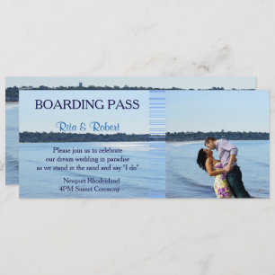 Mariage de plage Billet de carte d'embarquement p
