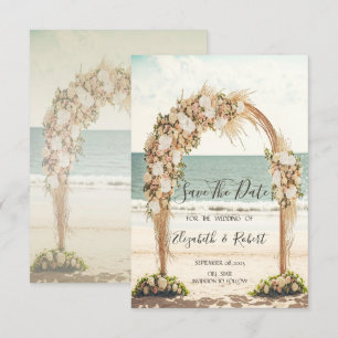 Mariage de plage chic tonnelle roses carte de sauv