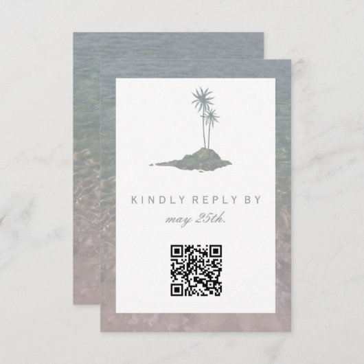 Mariage de plage d'île moderne QR RSVP (Devant / Derrière)