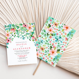 Mariage de plage florale tropicale Invitation