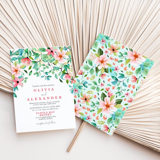 Mariage de plage florale tropicale Invitation