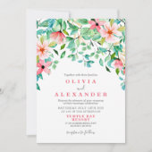 Mariage de plage florale tropicale Invitation (Devant)