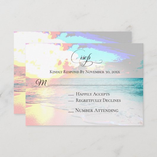 *~* Mariage de plage marine exotique RSVP (Devant / Derrière)