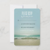 Mariage de plage moderne cartes RSVP avec mer bleu (Devant)