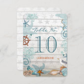 Mariage de plage nautique | Carte Numéro de lieu d (Devant / Derrière)