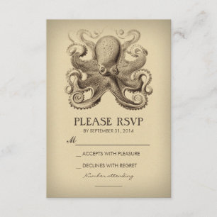 mariage de plage nautique carte RSVP avec poulpe