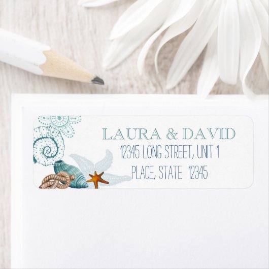 Mariage de plage nautique | Étiquettes d'adresse d (En situation)