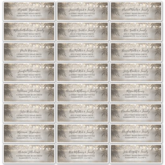 Mariage de plage Nom d'hôte Étiquette de adresse (Devant)