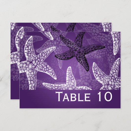 Mariage de plage Numéro de table Starfish Purple (Devant / Derrière)