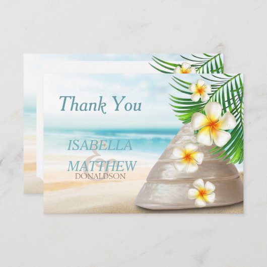 Mariage de plage pour M. & Mme - Merci (Devant / Derrière)