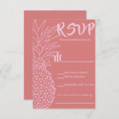Mariage de plage rose et rouge ananas RSVP (Devant / Derrière)