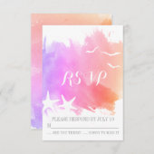 Mariage de plage rose violet d'étoile de mer RSVP (Devant / Derrière)