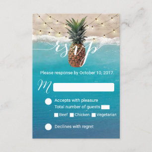 Mariage de plage tropical hawaïen d'ananas RSVP