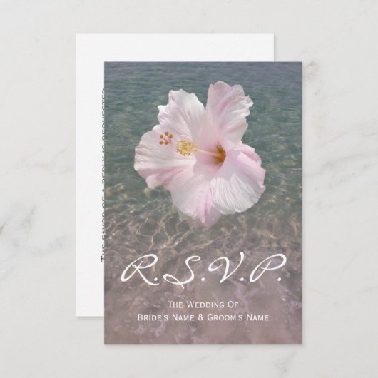 Mariage de plage tropicale Hibiscus Petit RSVP (Devant / Derrière)