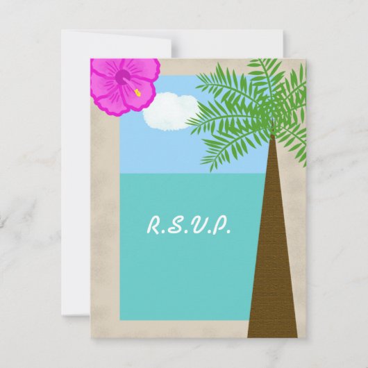 Mariage de plage tropicale Invitation RSVP (Devant)