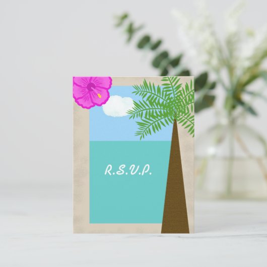 Mariage de plage tropicale Invitation RSVP (Debout devant)