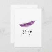 Mariage de plume d'aquarelle violet RSVP (Devant / Derrière)