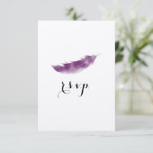 Mariage de plume d'aquarelle violet RSVP (Debout devant)
