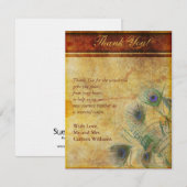 Mariage de plumes Peacock Carte de remerciements p (Devant / Derrière)