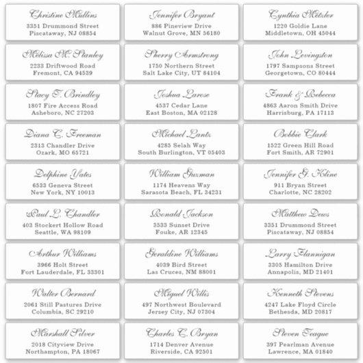 Mariage de police Cursive classique Étiquette de a (Devant)