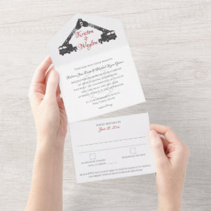 Mariage de pompier tout en une invitation