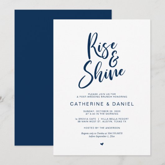 Mariage de poste Brunch, Lever et Shine Invitation (Devant / Derrière)
