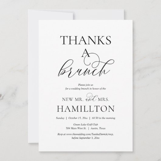 Mariage de poste Brunch, Merci une invitation Brun (Devant)