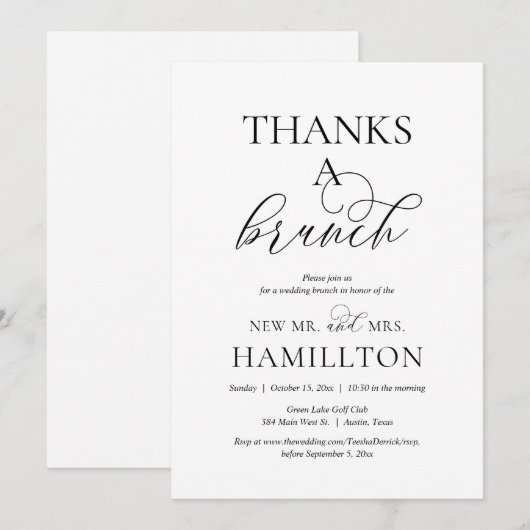 Mariage de poste Brunch, Merci une invitation Brun (Devant / Derrière)