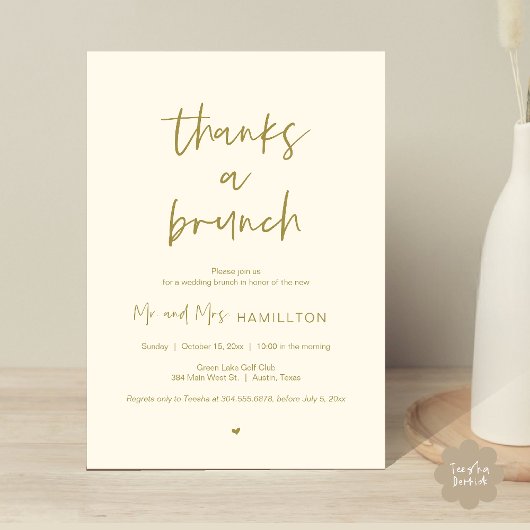 Mariage de poste Brunch, Merci une invitation Brun