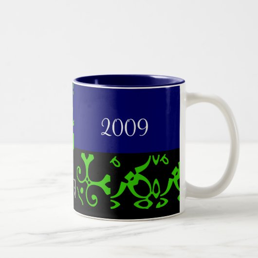 Mariage de printemps Mug noir et bleu - personnali (Droit)