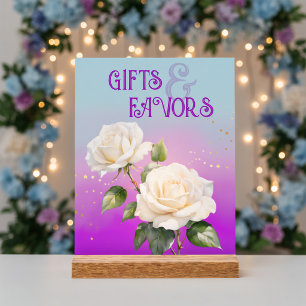 Mariage de printemps Roses ombrées aquarelle bleu