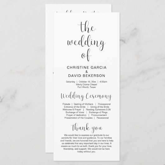 Mariage de, Programmes de cérémonie Mariage modern (Devant / Derrière)