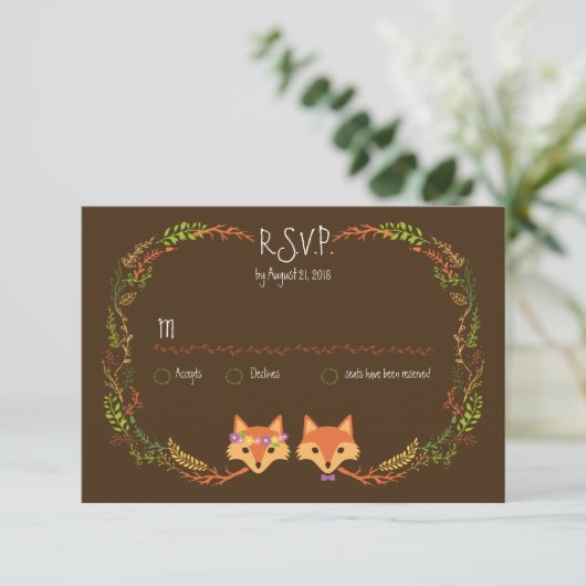 Mariage de Renards de Bois Whimsical RSVP (Debout devant)